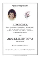 Vzpomínka Klementová Anna