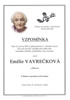 Vzpomínka Vavrečková Emilie