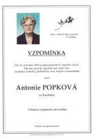 Vzpomínka Popková Antonie