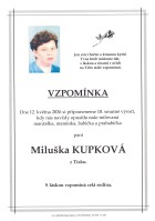 Vzpomínka Kupková Miluška