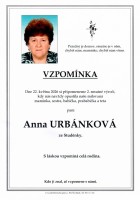 Vzpomínka Urbánková Anna