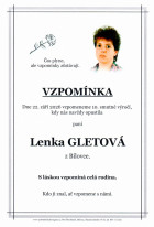 Vzpomínka Gletová Lenka