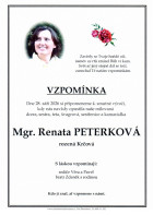 Vzpomínka Peterková Renata